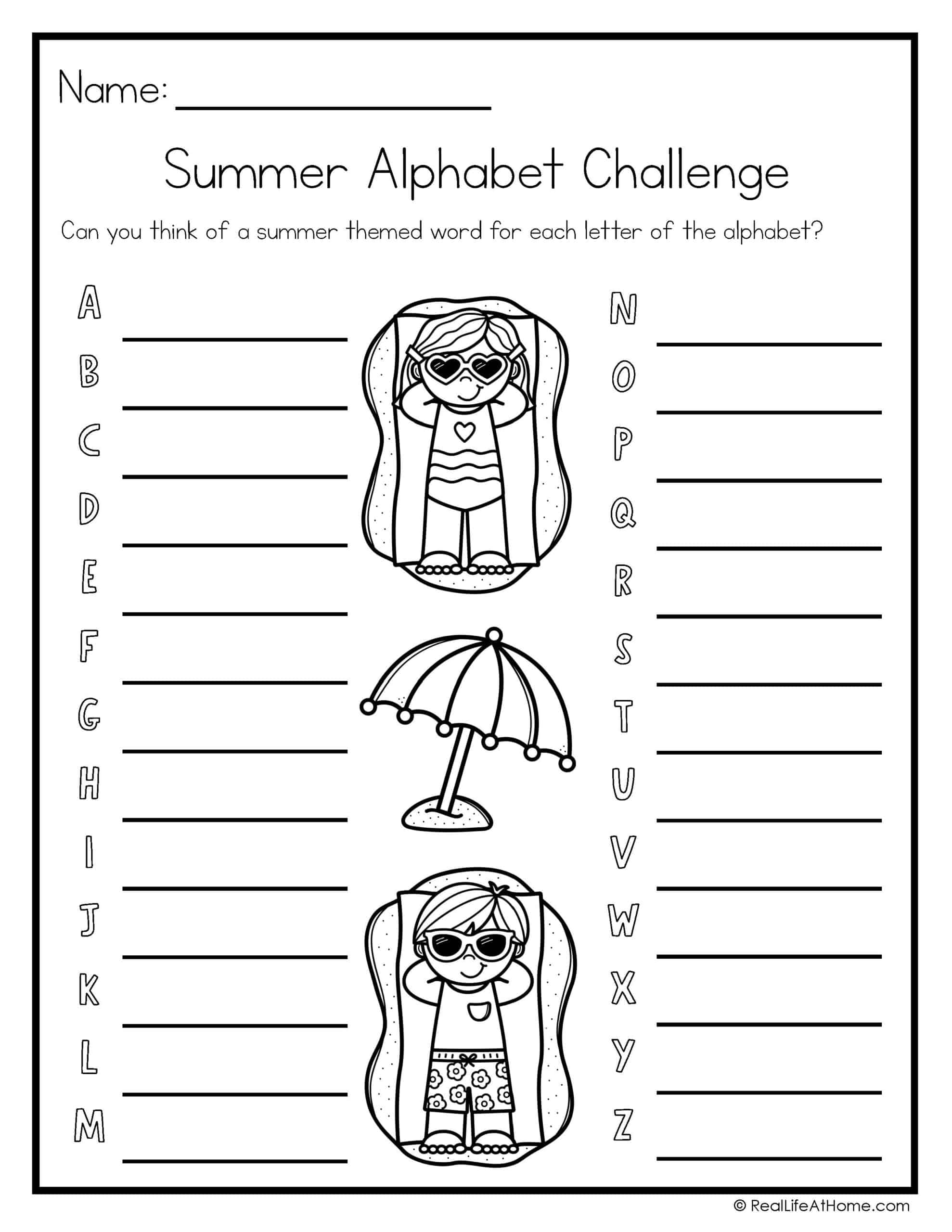 Fun Summer Word List Activities Printable Worksheets 1st 3rd Grade