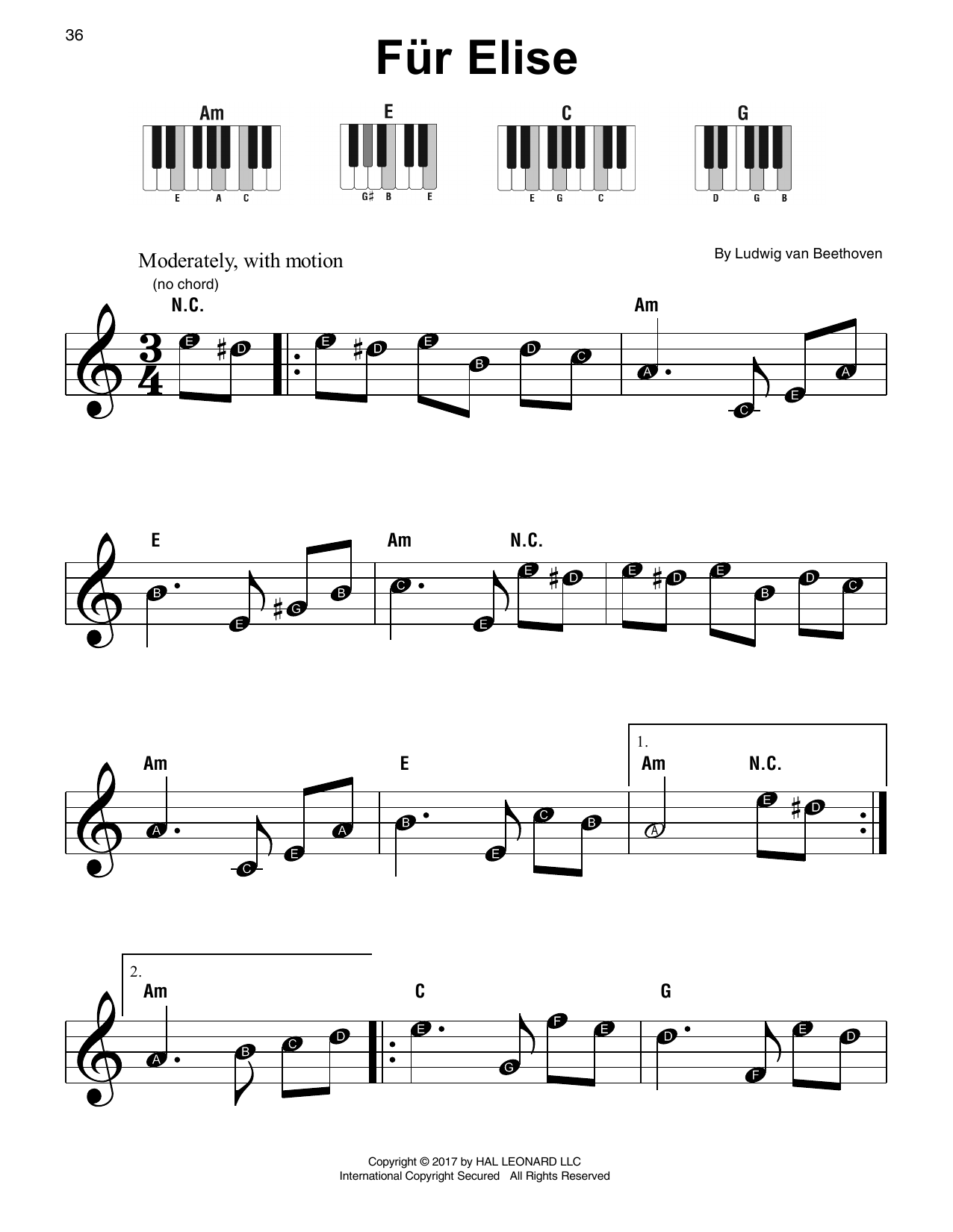 Fur Elise WoO 59 By Ludwig Van Beethoven Sheet Music For Super Easy Piano At Sheet Music Direct