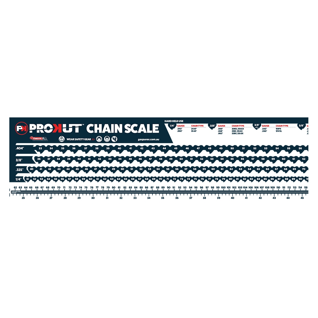 GA Spares PROKUT CHAINSAW CHAIN MEASURING CHART STICKER