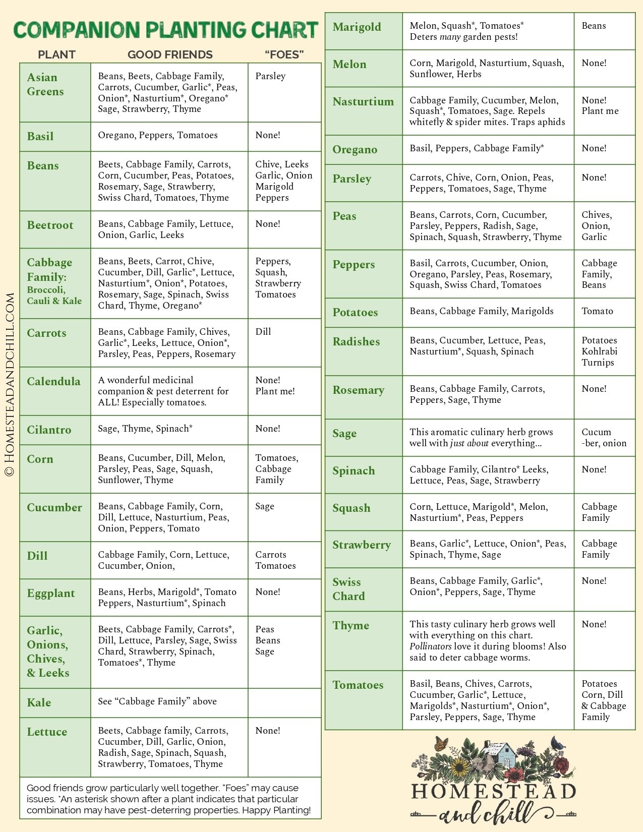 Garden Companion Planting Chart Plans And Benefits Homestead 