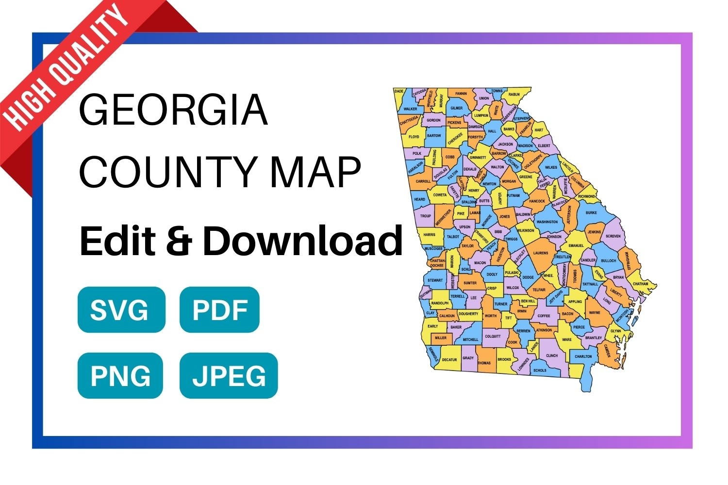 Georgia County Map Editable U0026 Printable State County Maps