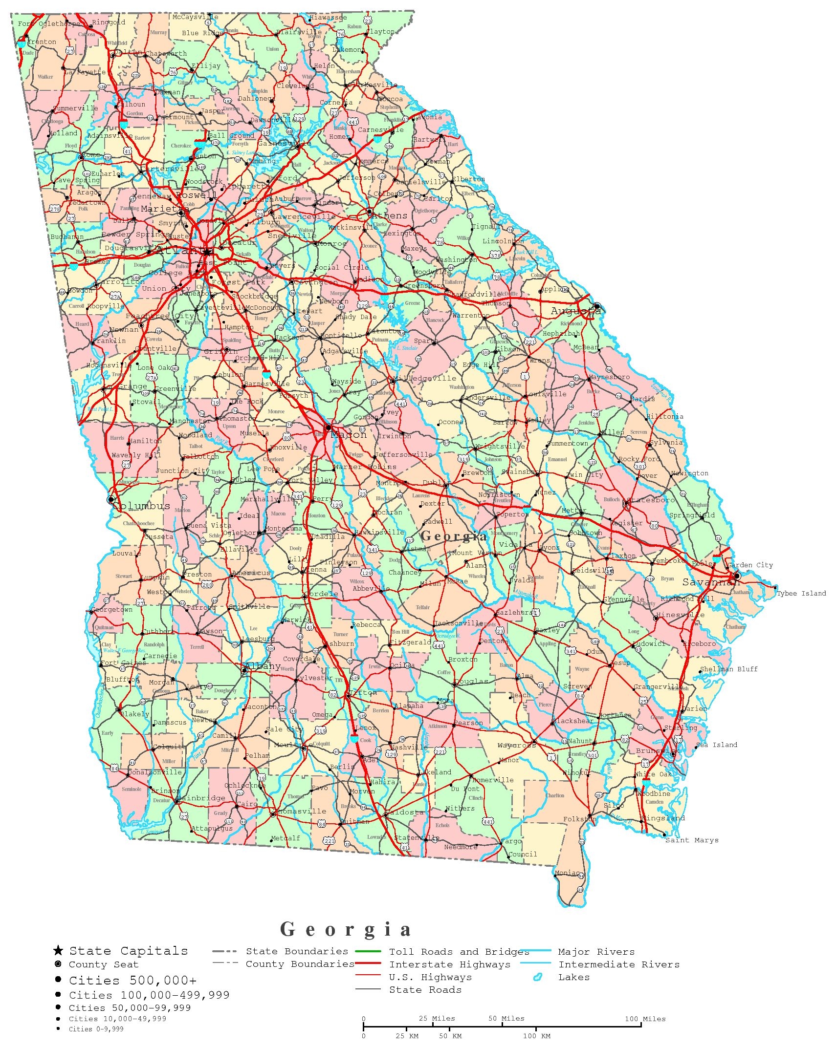 Printable Georgia Map With Counties