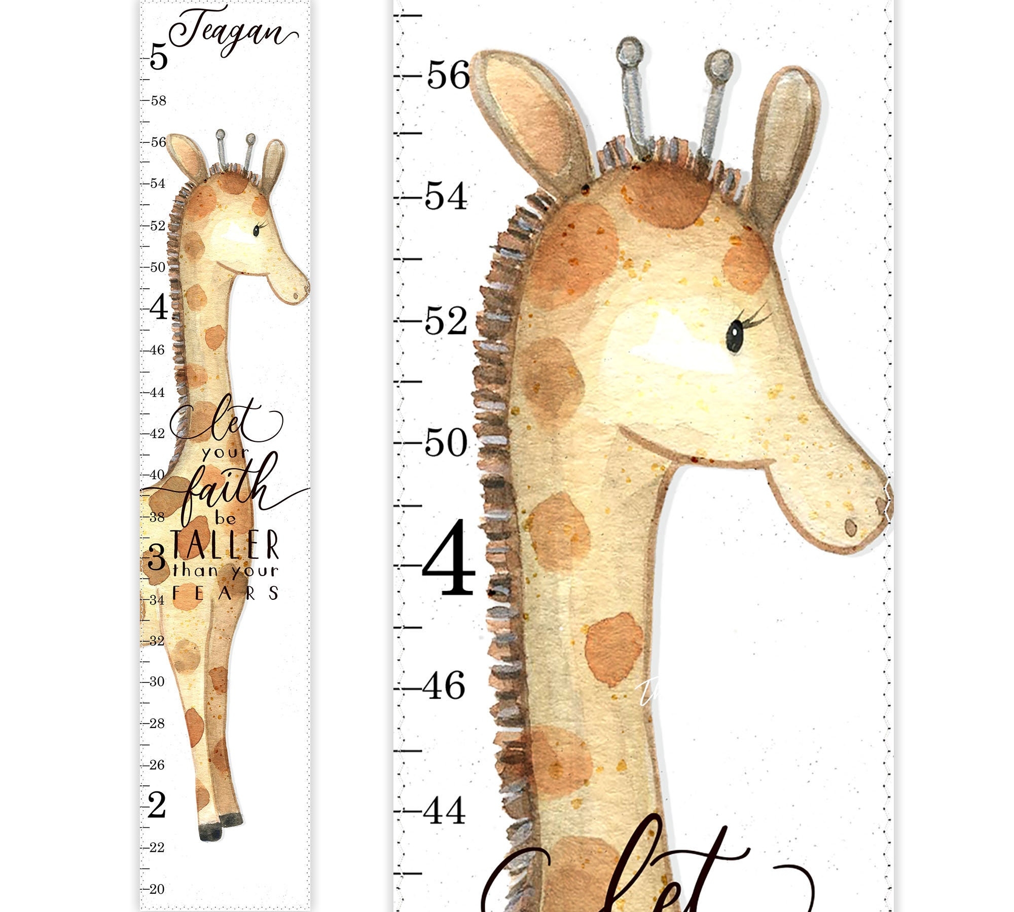 GIRAFFE Growth Chart Canvas Growth Chart Personalized Height Chart Safari Nursery Decor Jungle Nursery Decor Watercolor Giraffe Print Etsy New Zealand