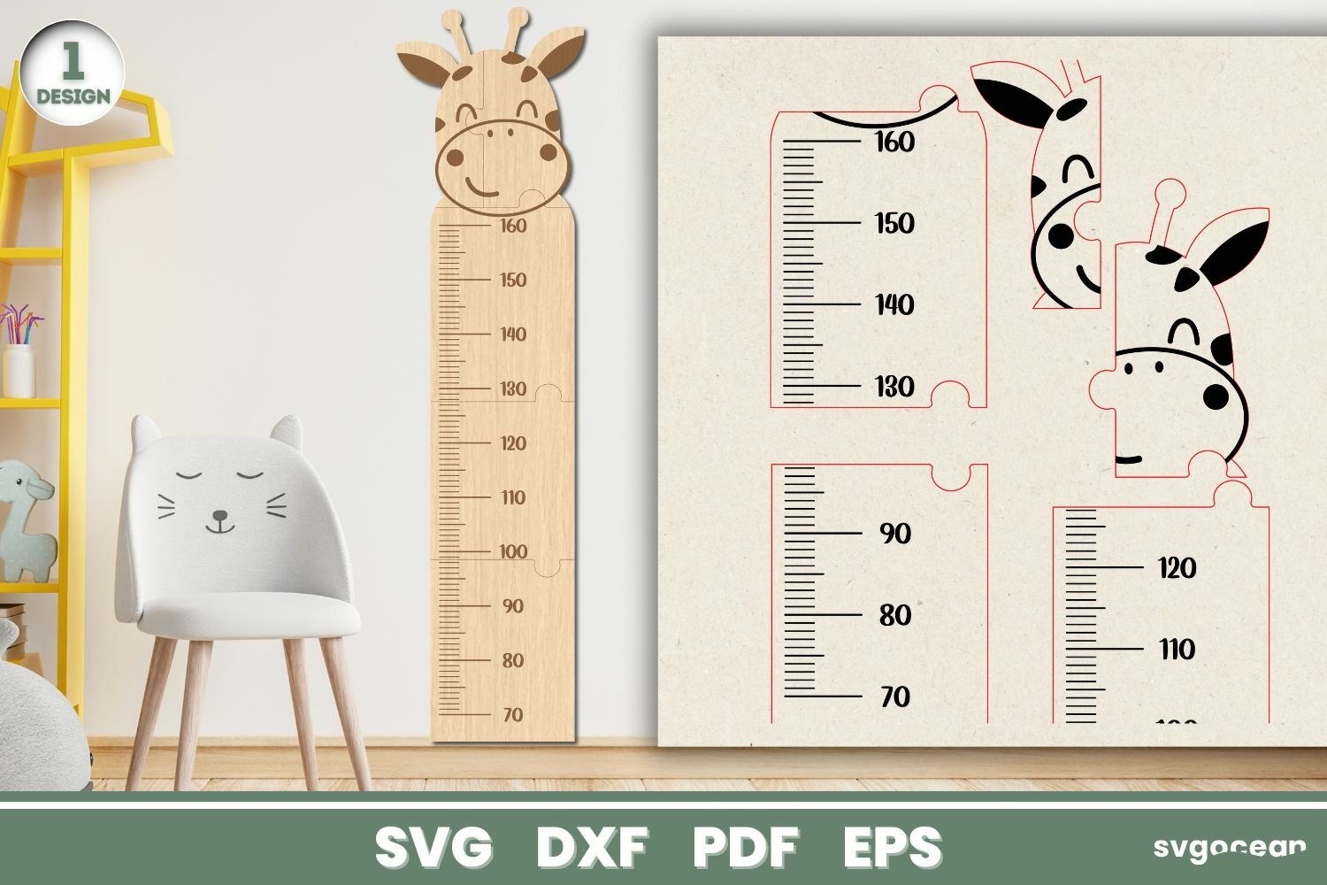 Giraffe Growth Chart SVG Laser Cut