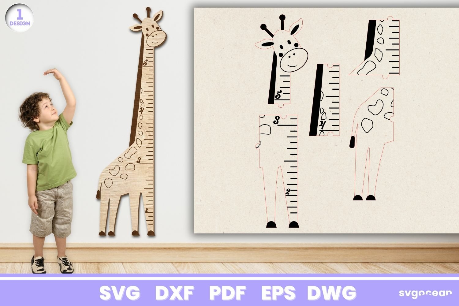 Giraffe Height Chart Ruler Laser Cut Glowforge Svg