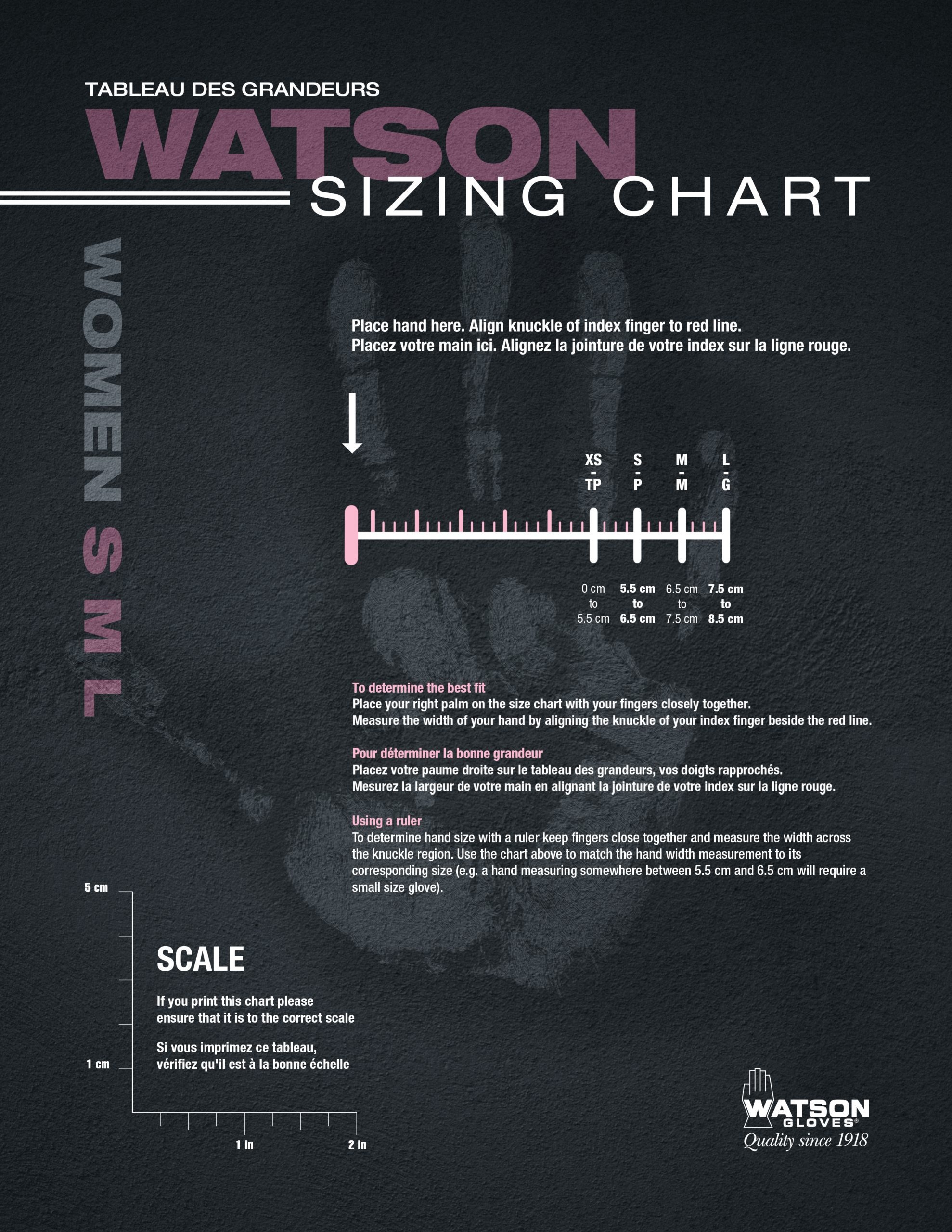 Glove Sizing Chart Watson Gloves Glove Sizing Chart Watson Gloves