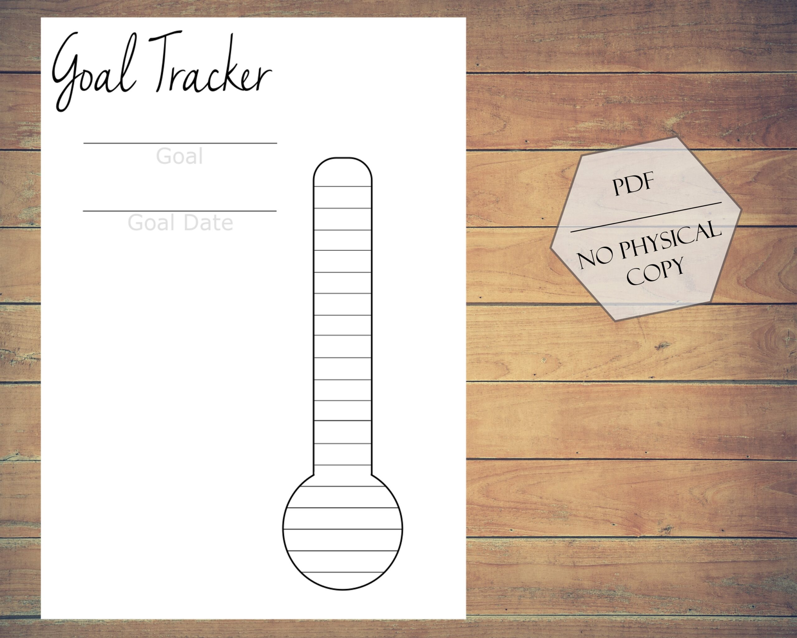 Goal Tracker Thermometer PDF Download Etsy