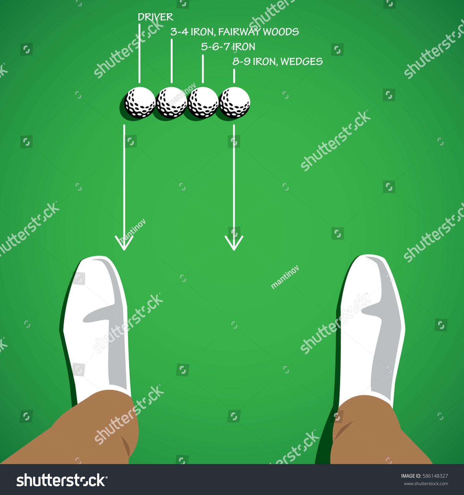 Golf Ball Set Position Each Club Stock Vector Royalty Free 586148327 Shutterstock
