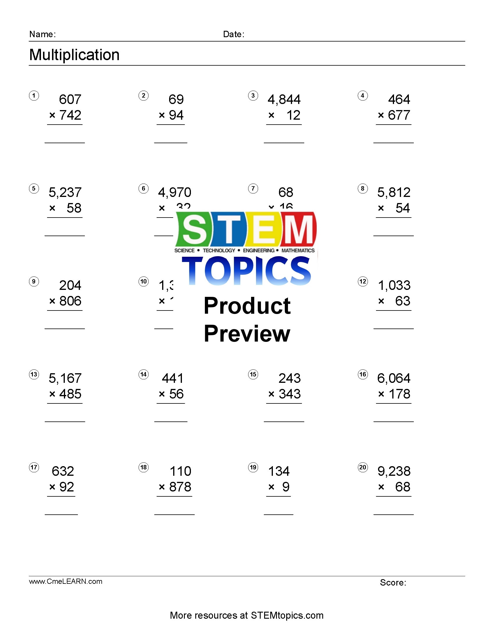 Free Printable 6th Grade Math Worksheets