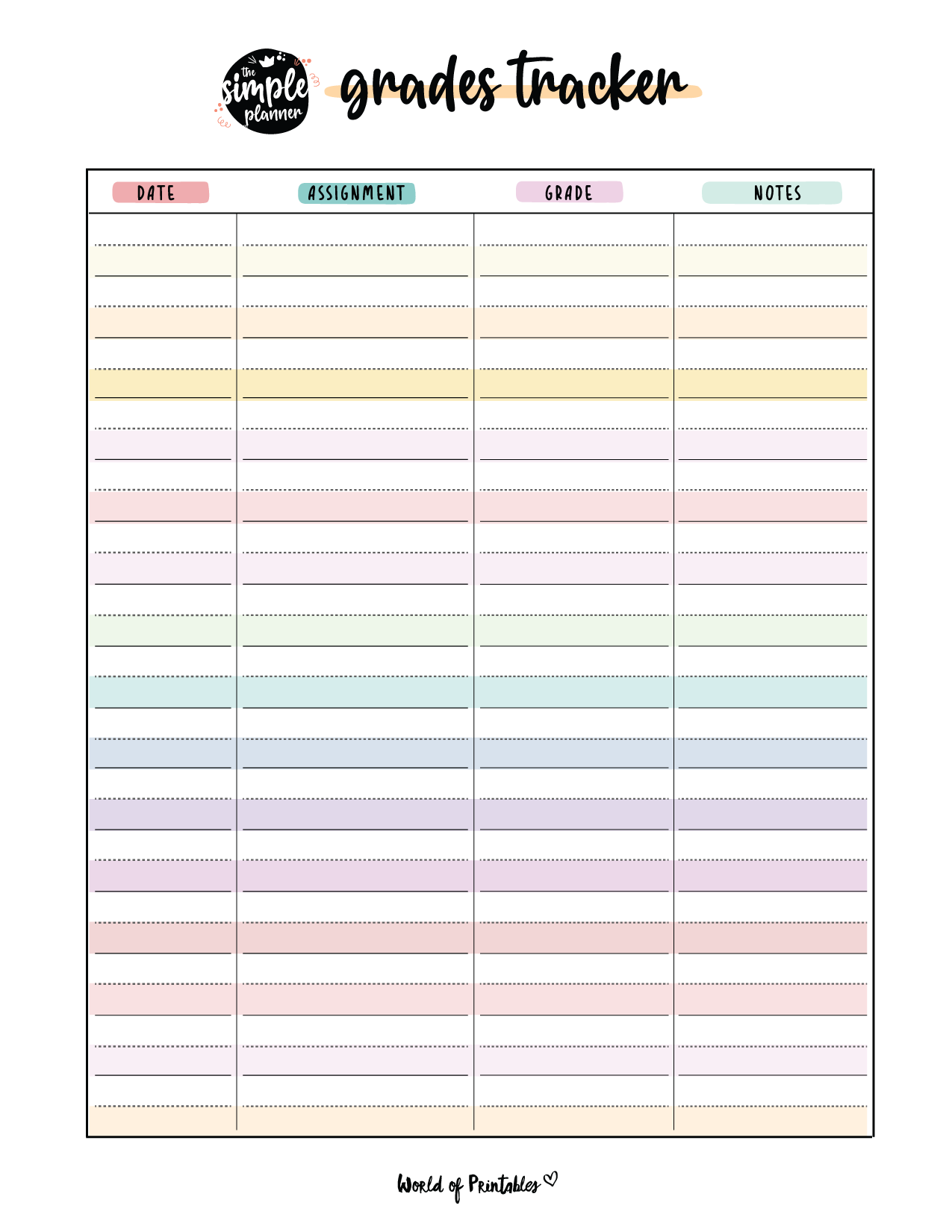 Grade Trackers World Of Printables