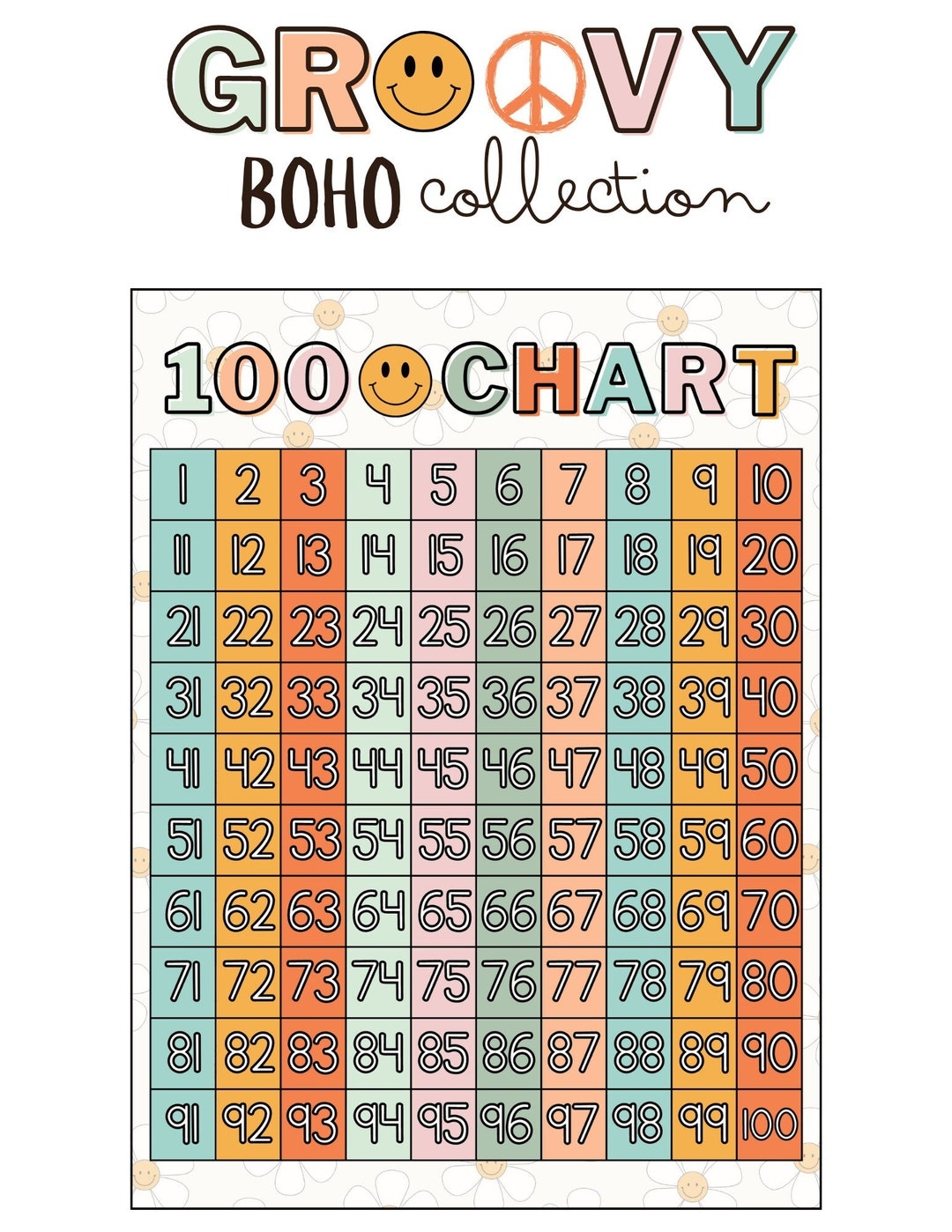 Groovy Boho Interactive 100 Chart Etsy Groovy Boho Interactive 100 Chart Etsy