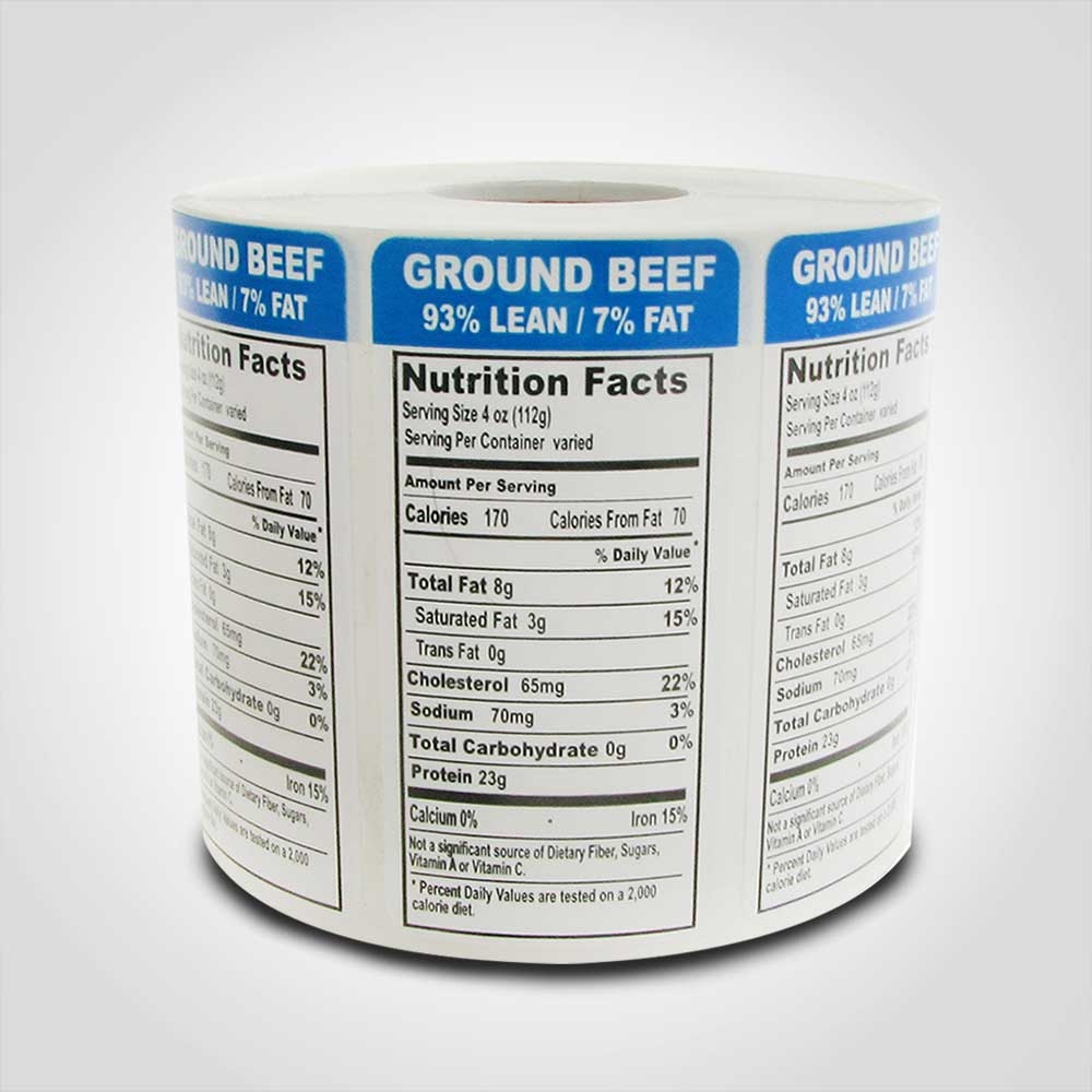 Ground Beef 93 Lean Vertical Label 1000 Stickers