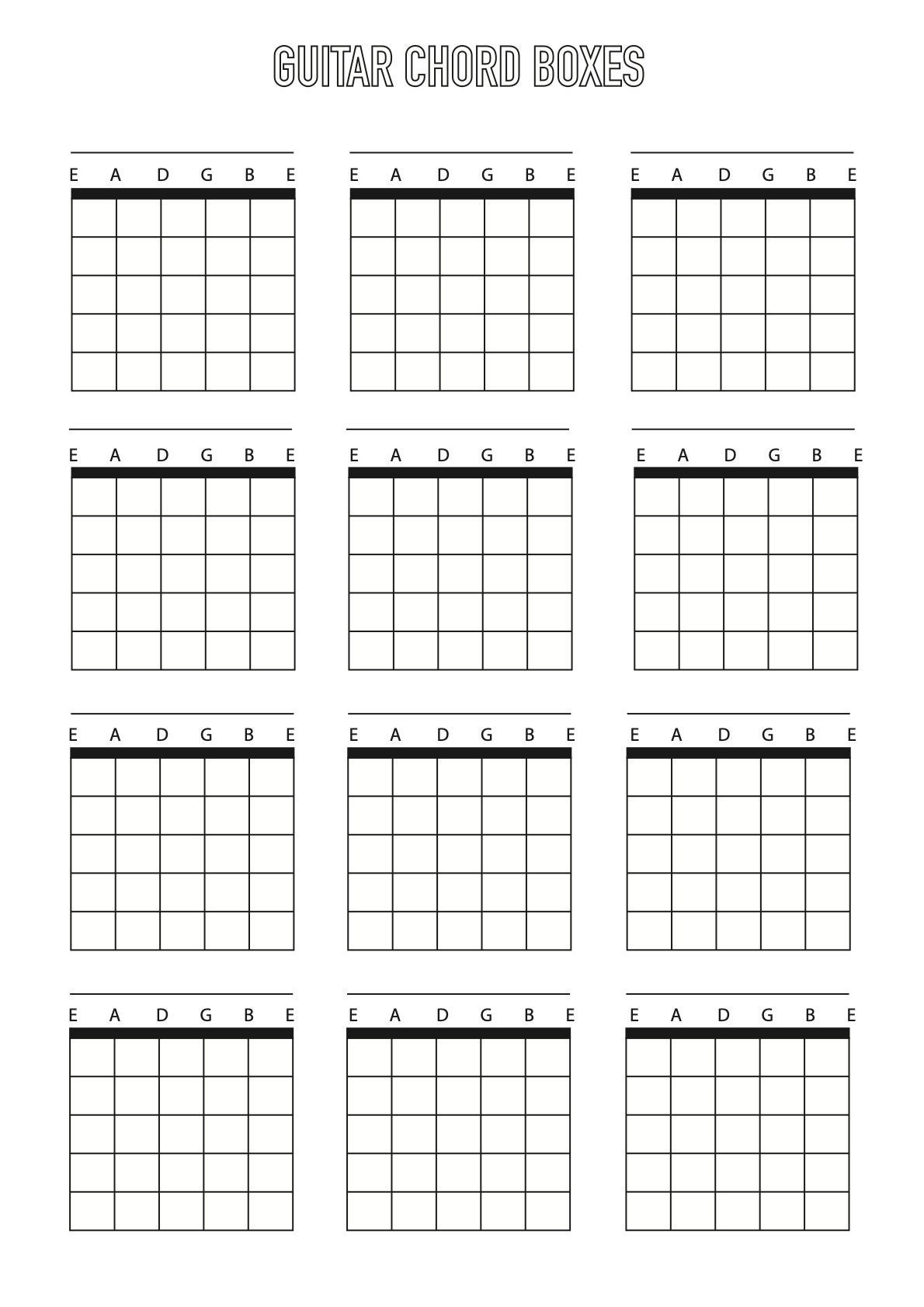 Guitar Chord Box Sheet Downloadable Template A4 Blank 6 String Etsy Guitar Chord Box Sheet Downloadable Template A4 Blank 6 String Etsy
