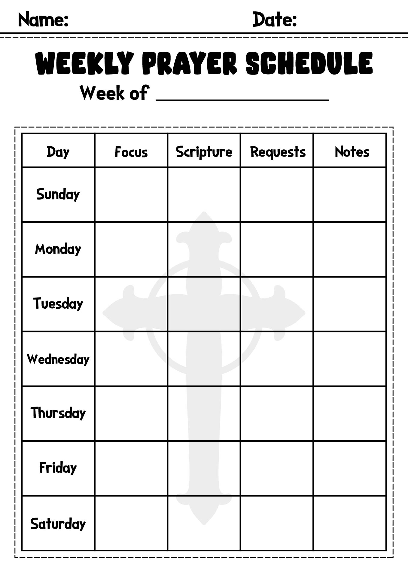 HALF SHEET Pastors Prayer Words