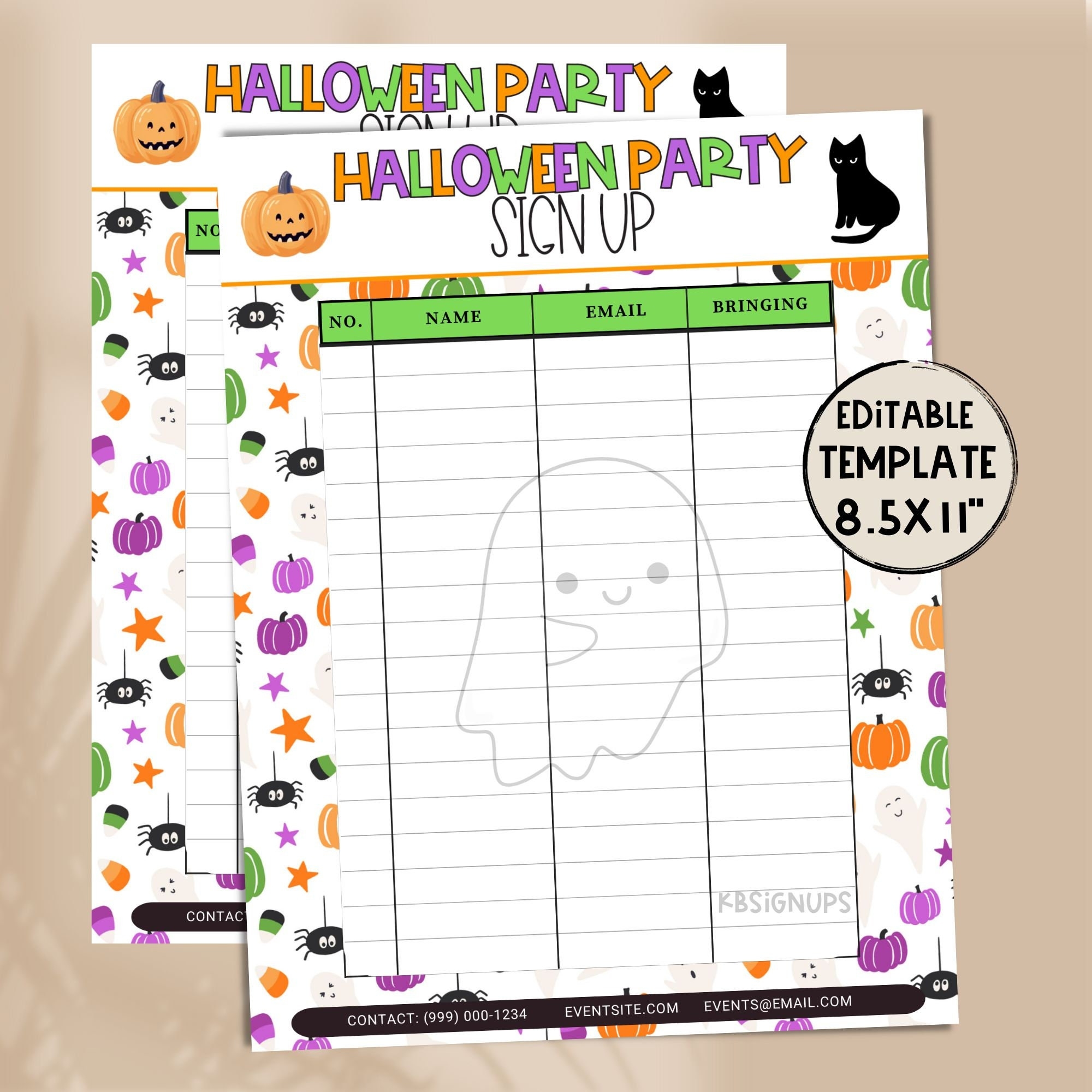 Halloween Class Party Editable Sign up Sheet Template Volunteer Sign Up Flyer Instant Download Party Sign Up List Class Party Sign Up Etsy