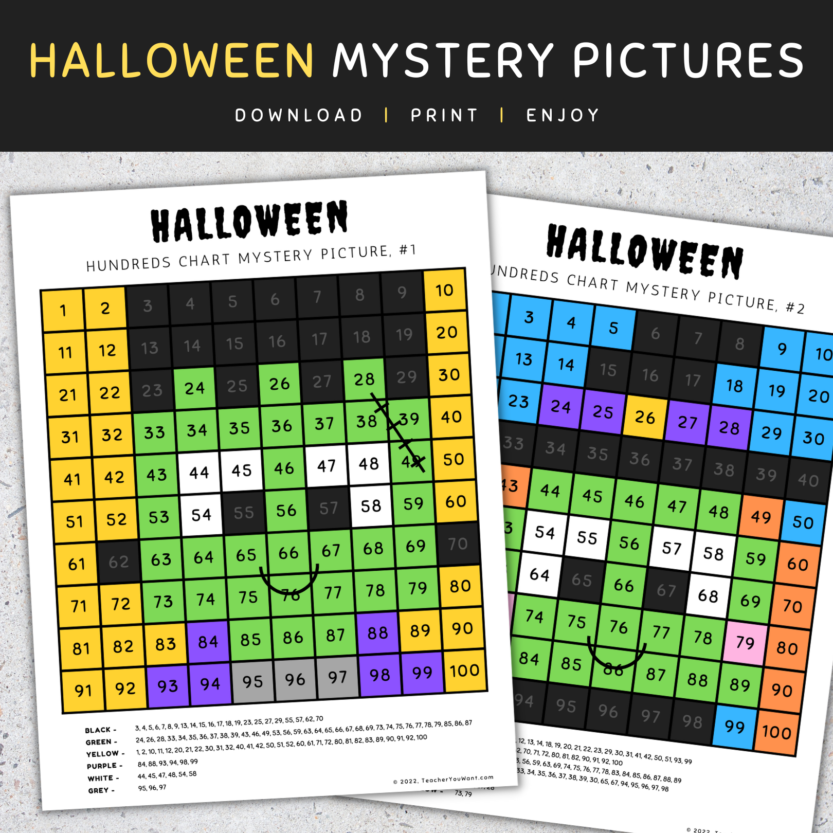 Halloween Math Hundreds Chart Mystery Picture Halloween Color By Number Made By Teachers
