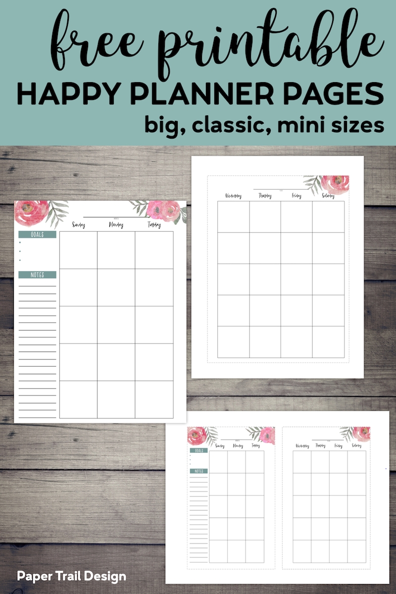 Happy Planner Free Printable Pages Floral Paper Trail Design