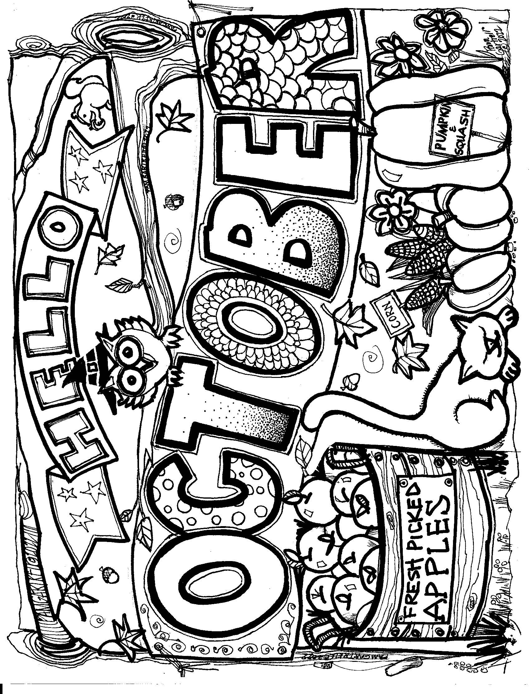 Hello October Coloring Sheet By Ms Gartrell s Art Studio TPT
