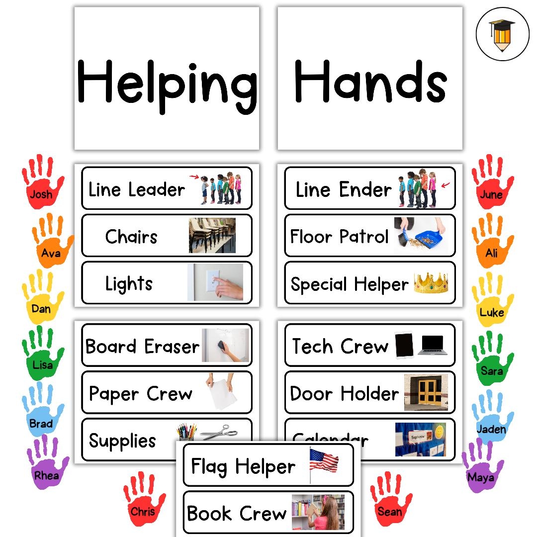 HELPING HANDS Classroom Jobs Classroom Visual Task Card Classroom Decor Daily Routine Chart Daycare Classroom Printable Teacher Etsy