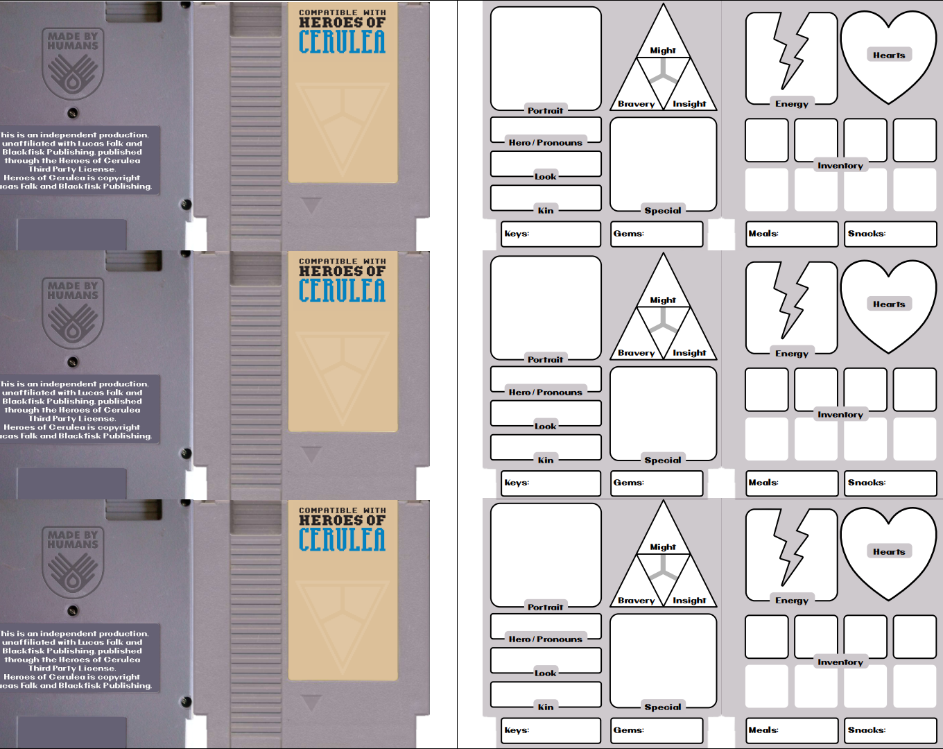Heroes Of Cerulea Character Sheet Cartridges By El Stiko