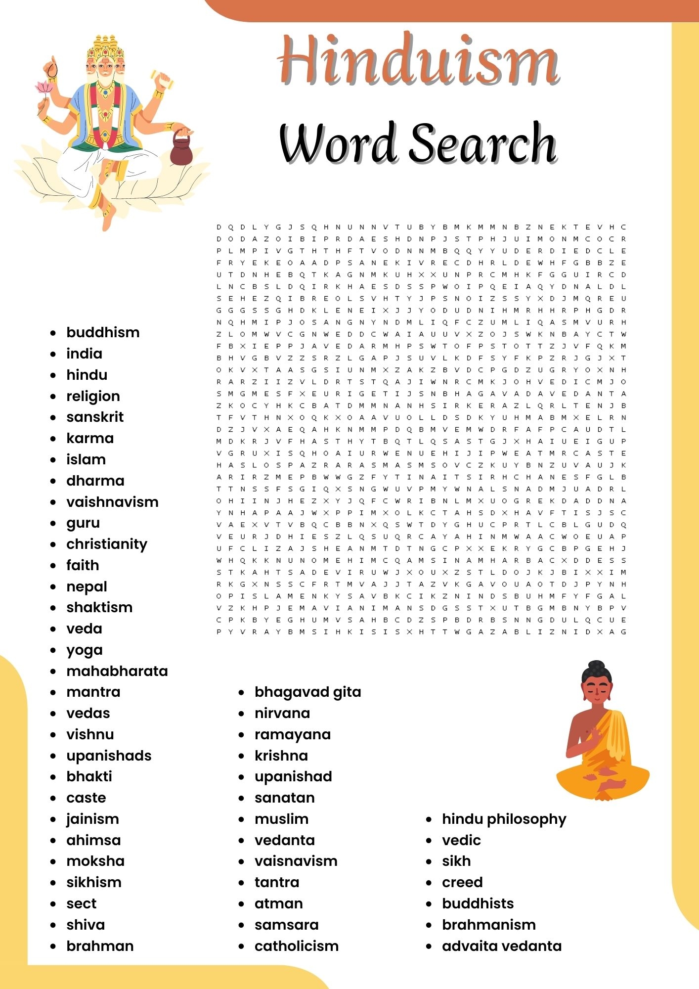 Hinduism Word Search Puzzle Worksheet Activities For Kids Made By Teachers