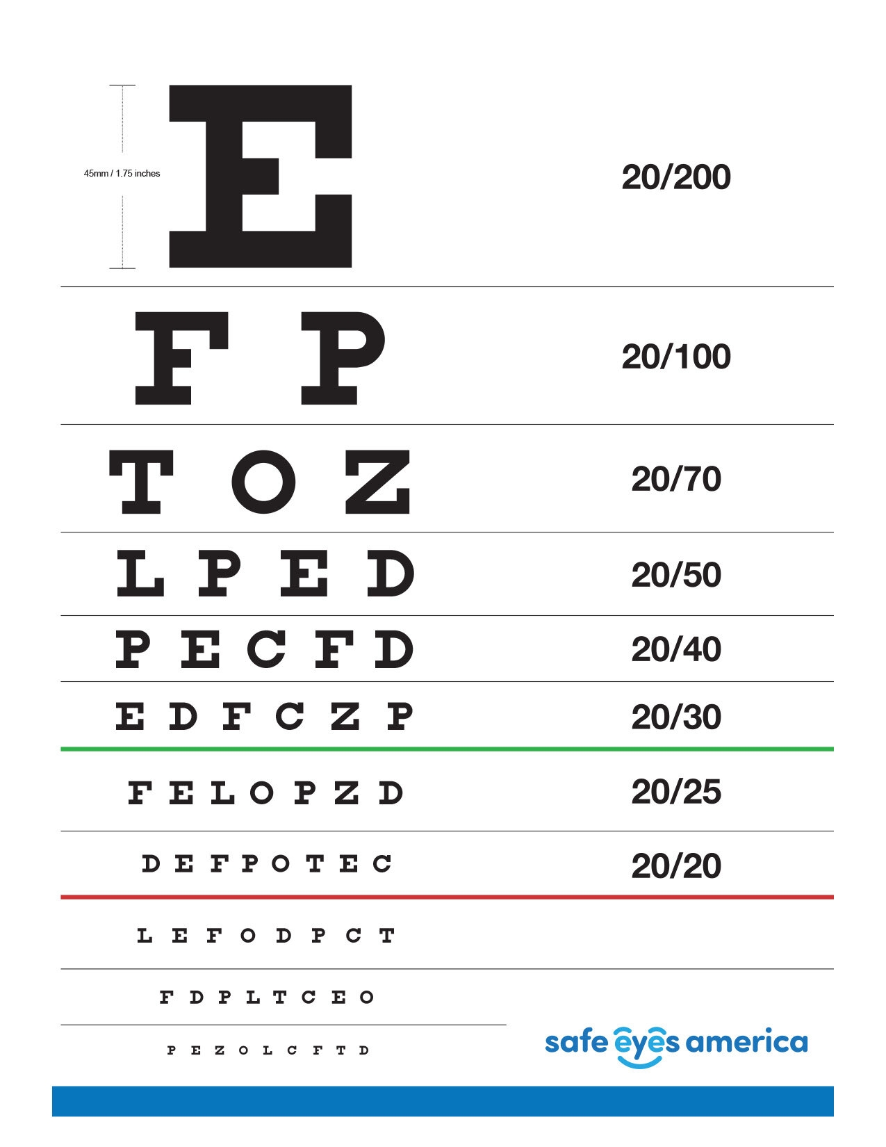 Printable Eye Chart Vision Test