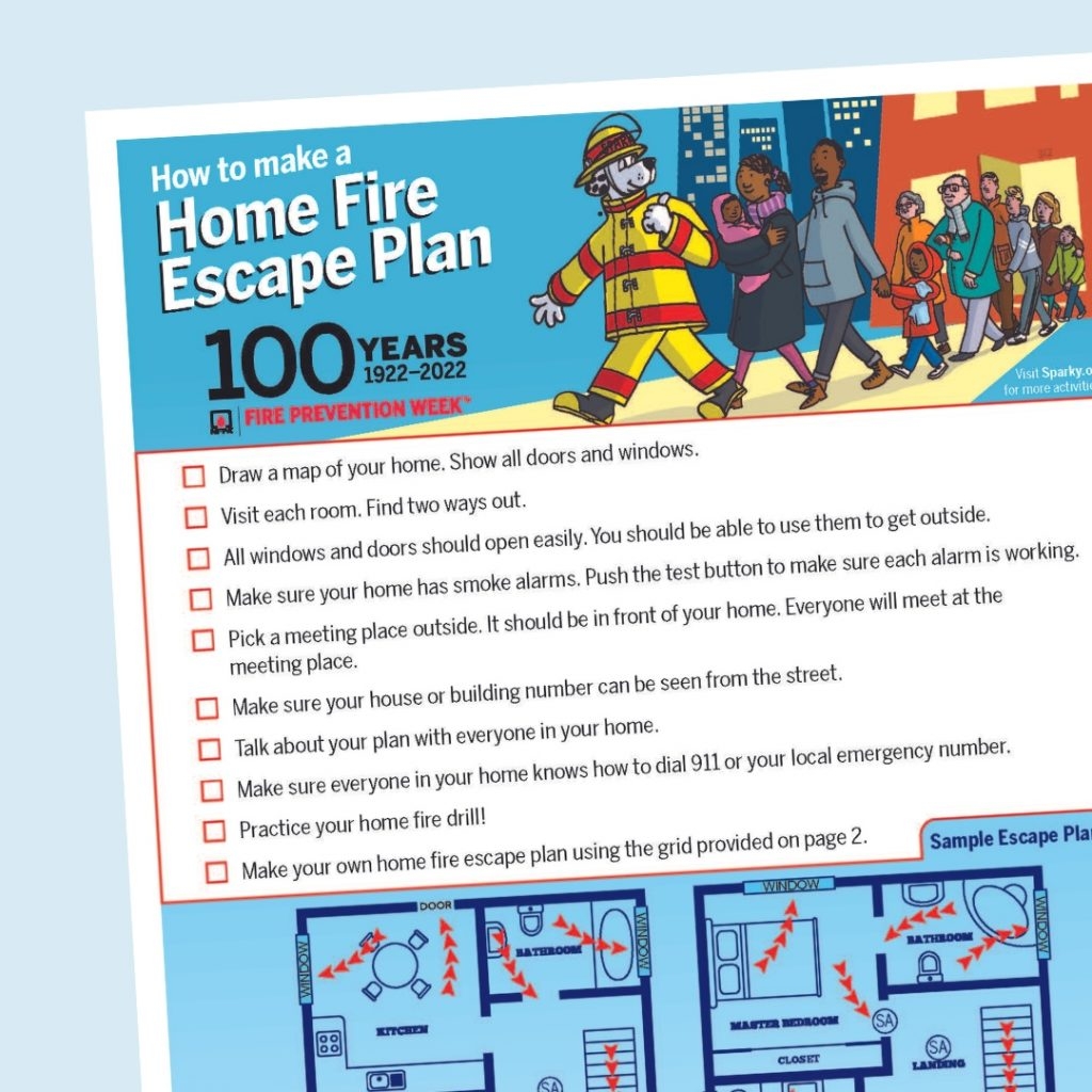 Home Fire Escape Plan Grid Sparky School House