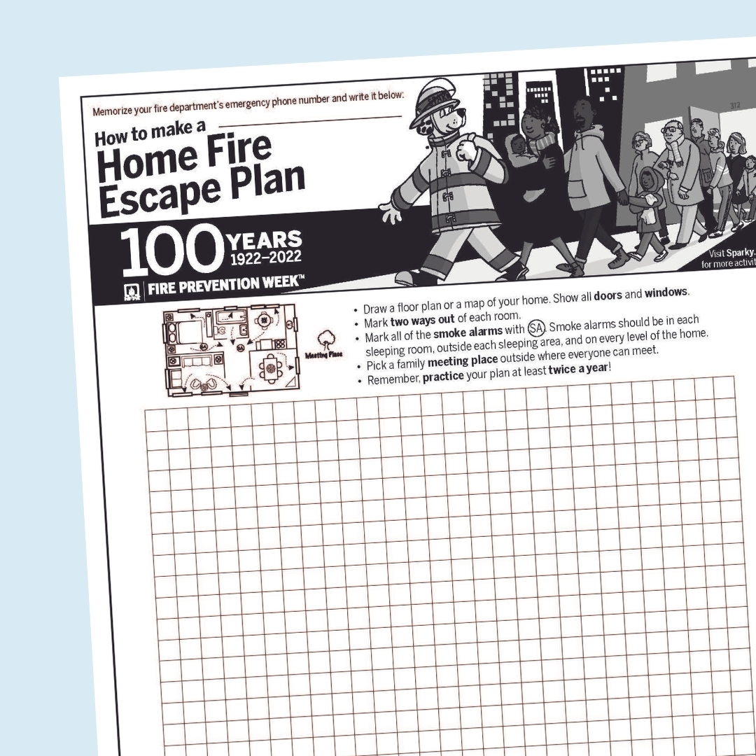 Home Fire Escape Plan Grid Sparky School House