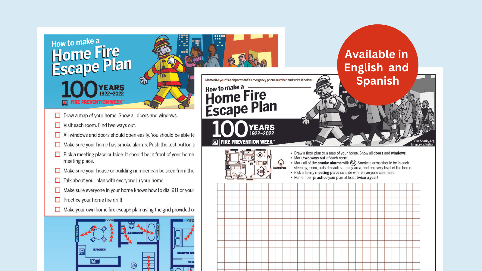 Home Fire Escape Plan Grid Sparky School House