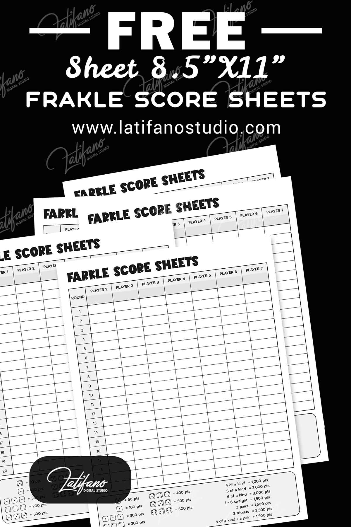 Farkle Score Sheet Free Printable