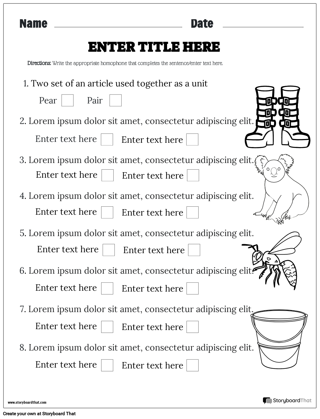 Free Printable Homophone Worksheets
