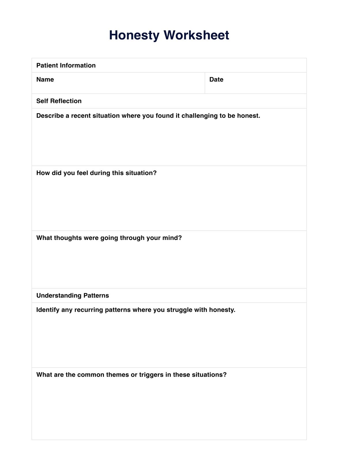 Honesty Worksheets U0026 Example Free PDF Download