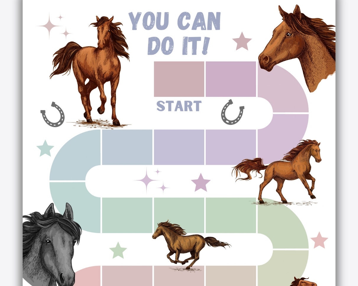 Horse Reward Chart Kids Goal Tracker Classroom Behavior printable PDF Etsy