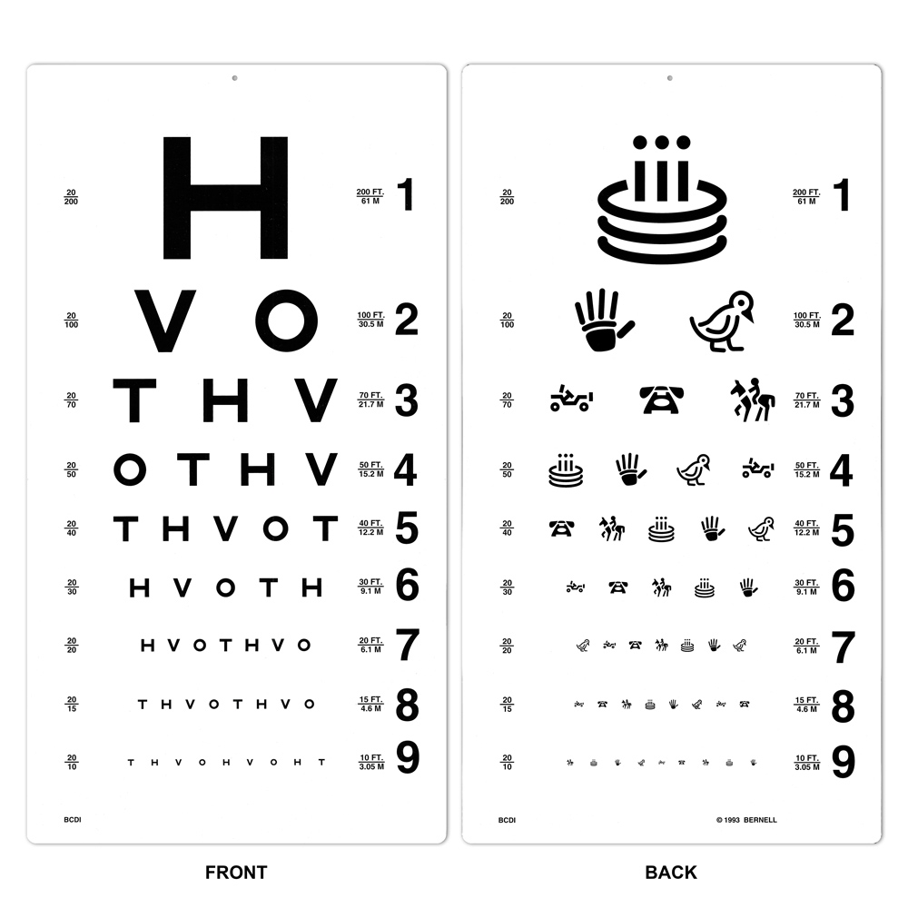 HOTV 20 Foot Distance Test Visual Acuity Chart For Illiterate Non Verbal Patients