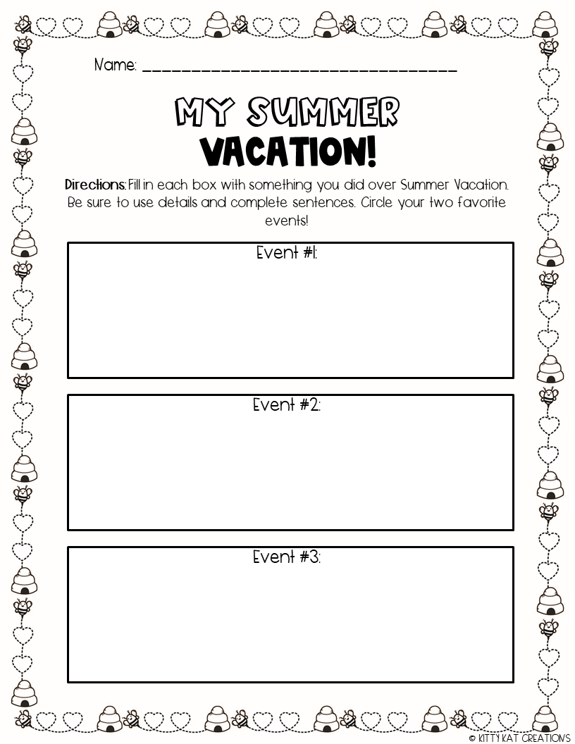 How I Spent My Summer Vacation Essay Free Back To School Writing Activity Made By Teachers