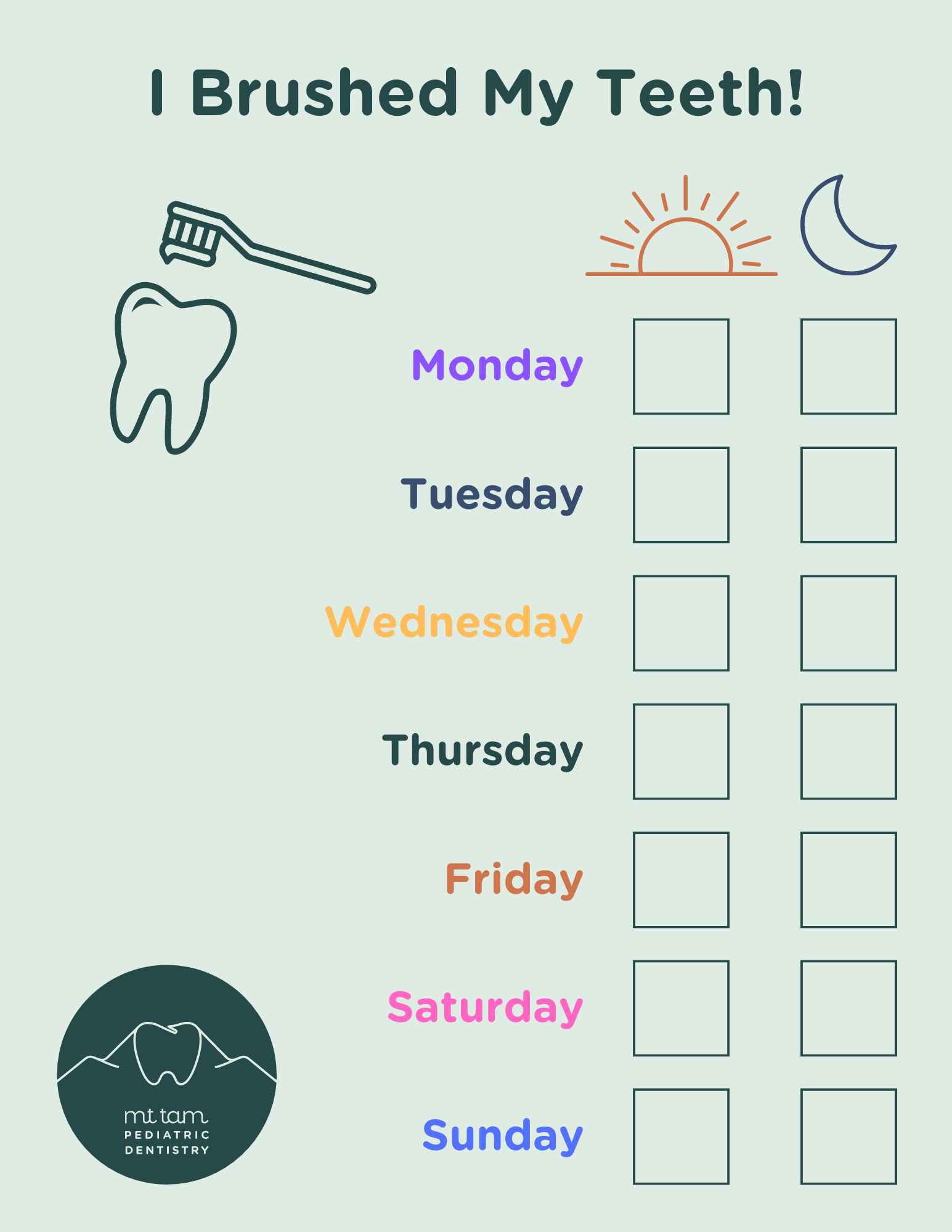 Printable Brush Your Teeth Chart