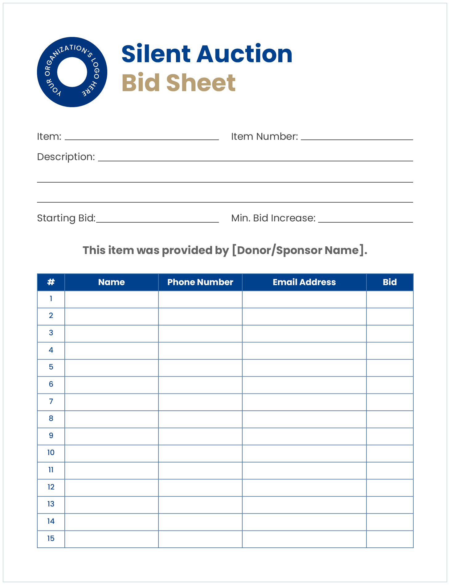How To Design A Silent Auction Bid Sheet Tips Template Winspire