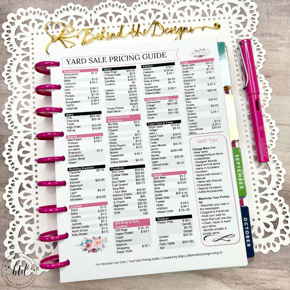 How To Host A Successful Yard Sale Pricing Guide Printable Behind The Designs How To Host A Successful Yard Sale Pricing Guide Printable Behind The Designs