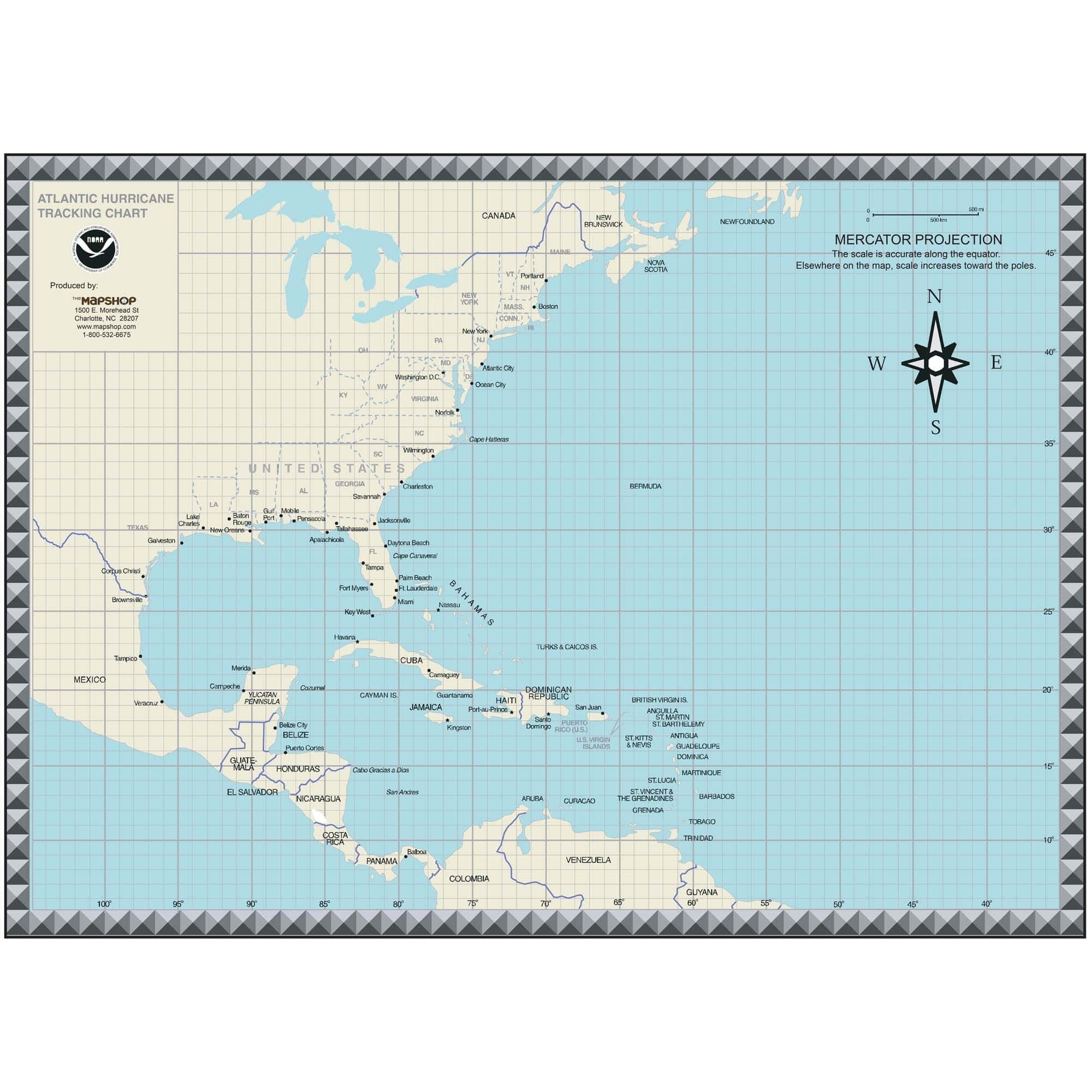 Hurricane Tracking Chart By MapShop The Map Shop