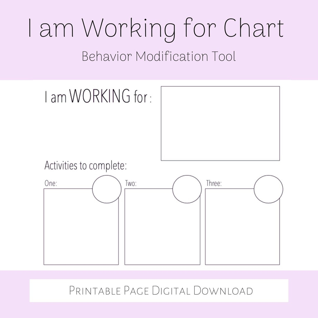 I Am Working For Chart Behavior Modification Chart Reward Chart Visual Behavior Reward Aide Therapy Session Visual Reinforcement Etsy