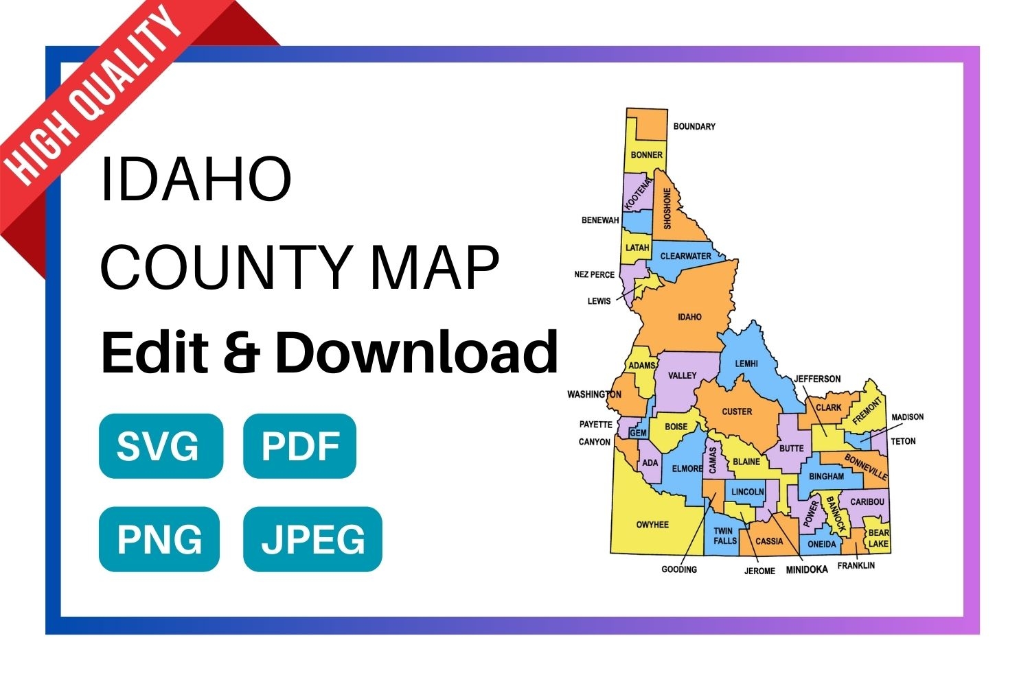 Idaho County Map Editable Printable State County Maps
