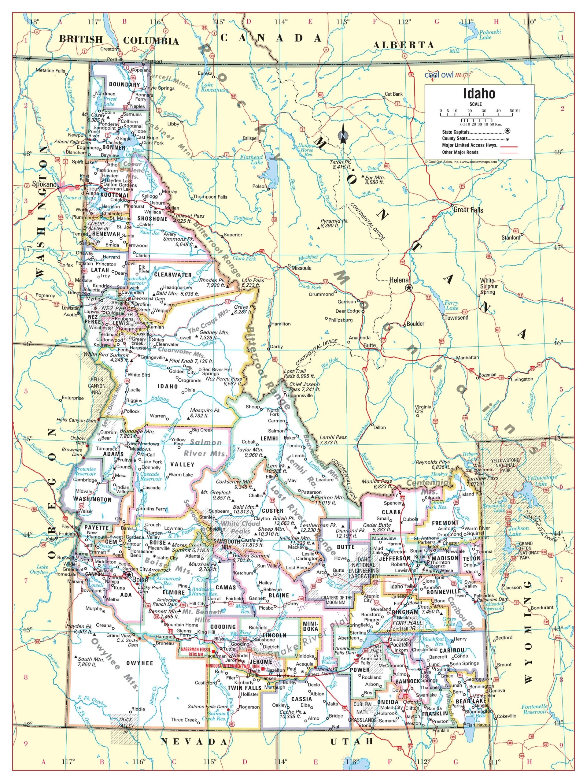 Idaho State Wall Map Large Print Poster 24 Idaho State Wall Map Large Print Poster 24