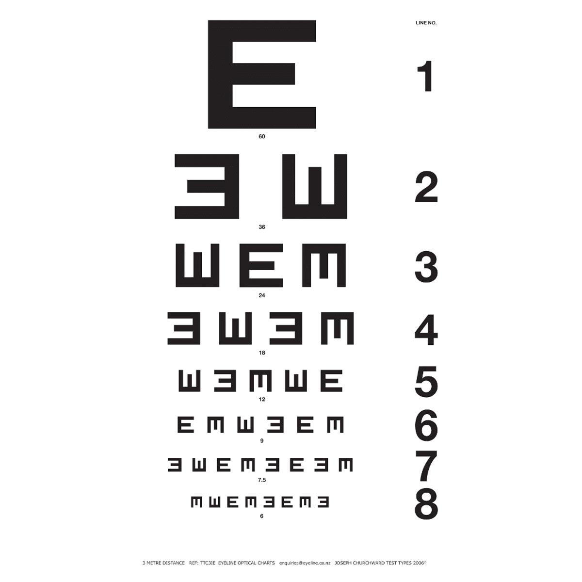 Illiterate E Wall Chart Optica Accessories Optical Wholesaler