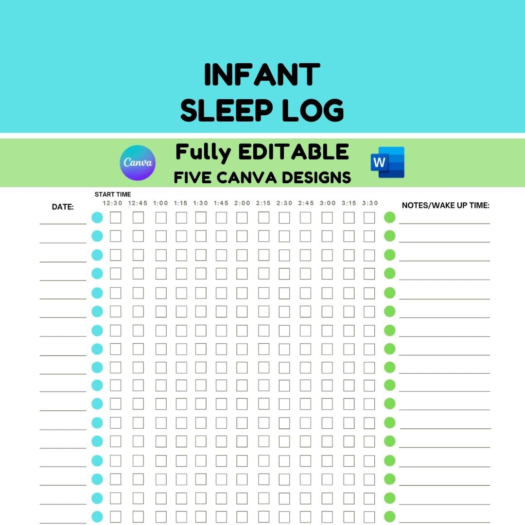 Infant Sleep Log For Childcare Homes And Centers Etsy Australia
