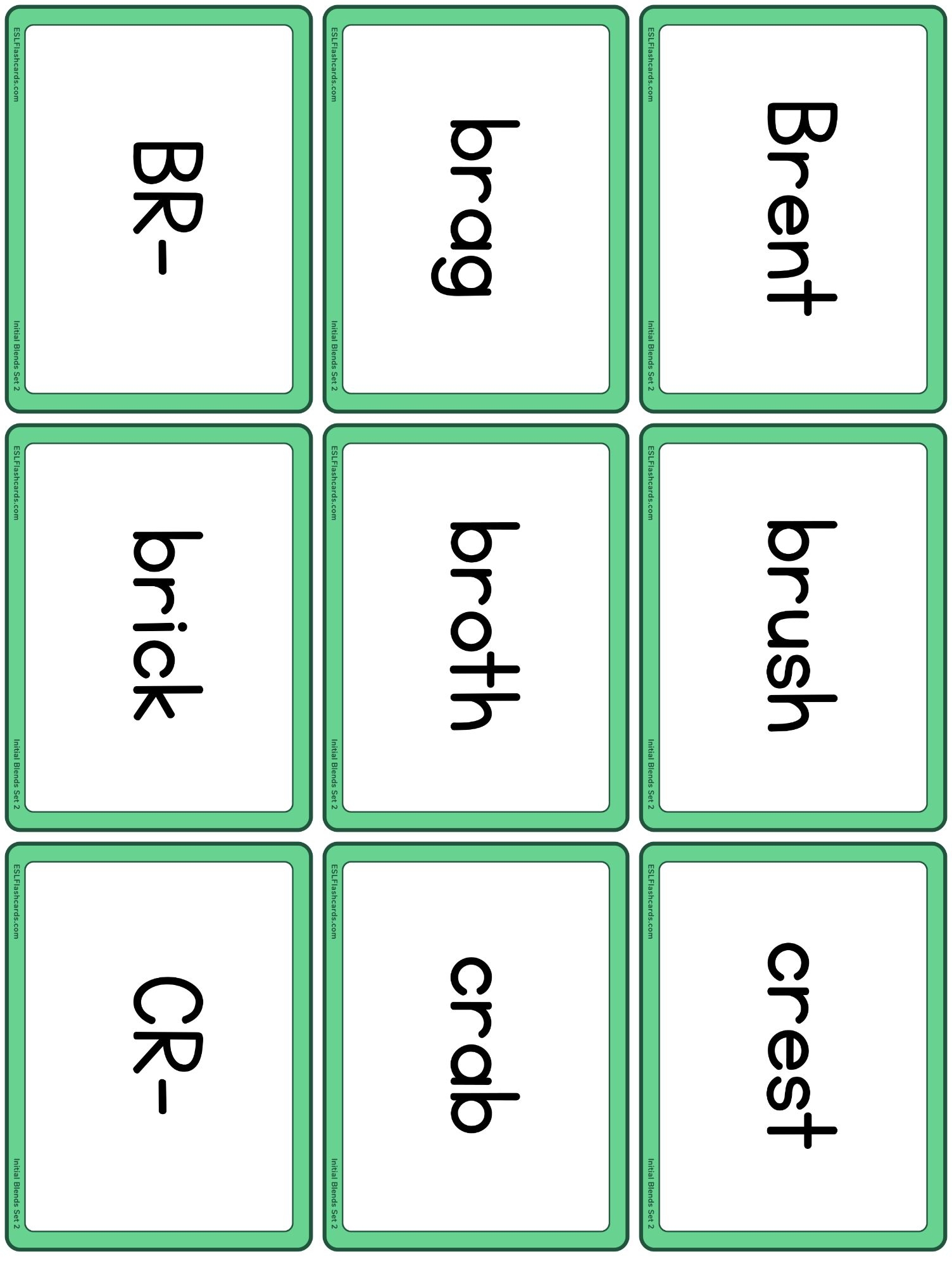 Initial Consonant Blends ESL Flashcards