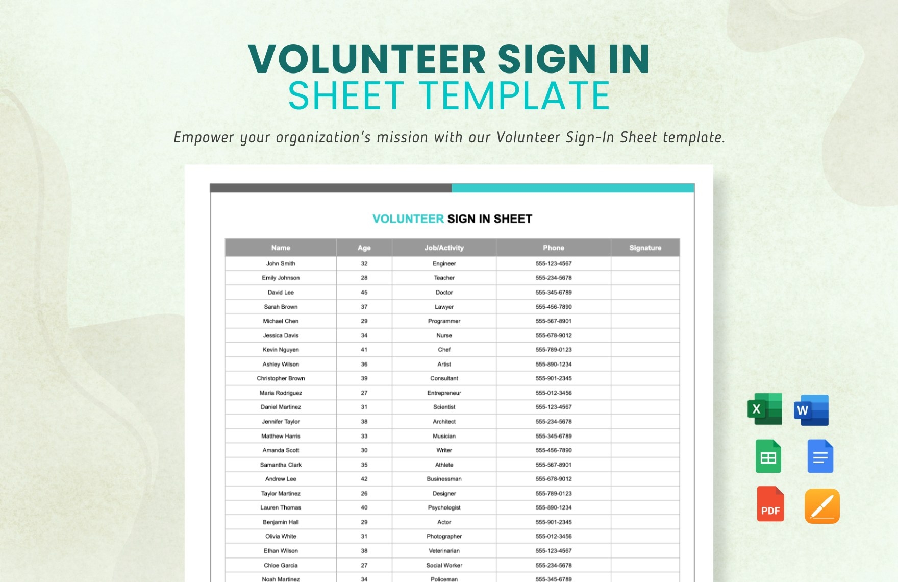 Inservice Sign In Sheet Template In Excel Google Sheets Download Template