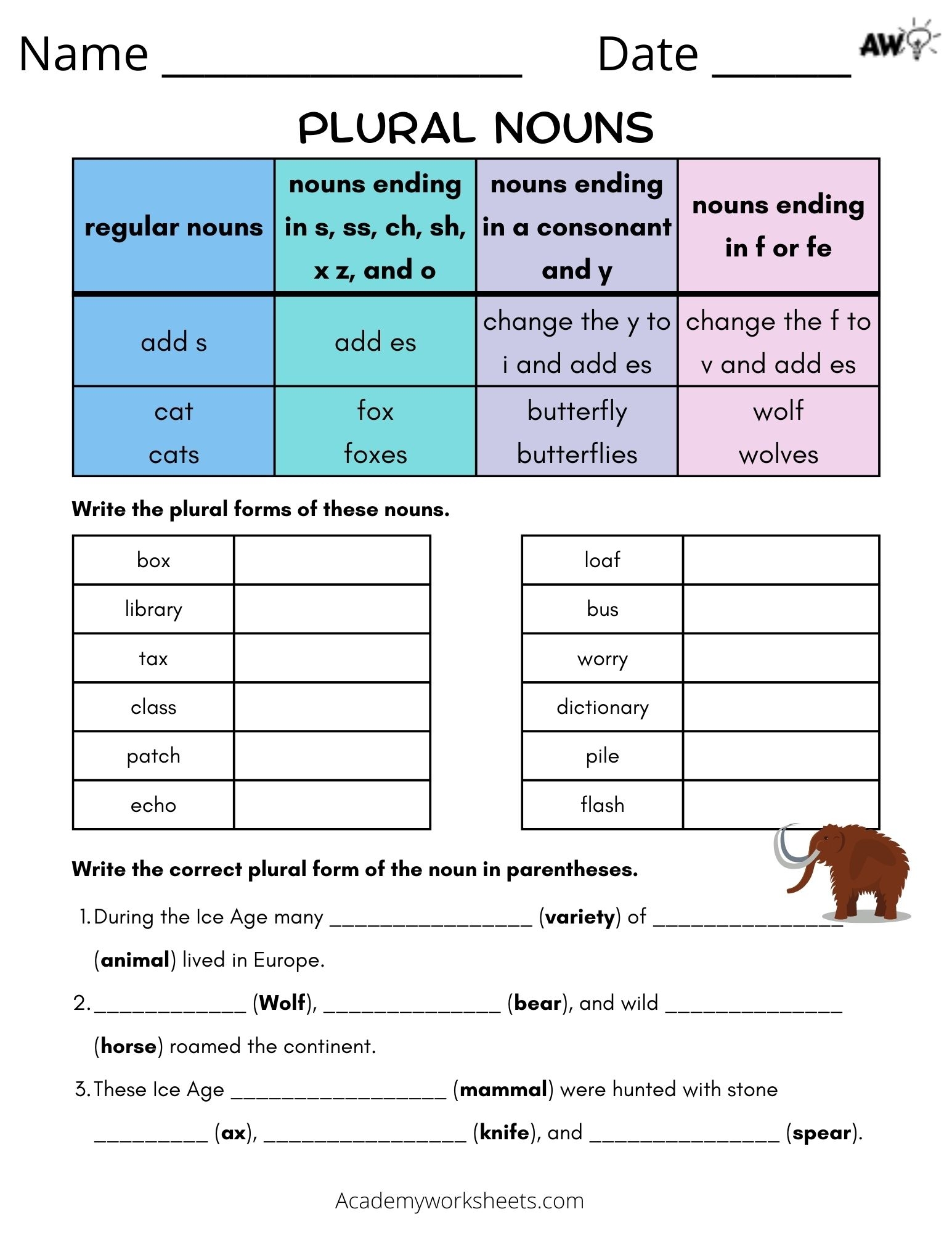 Free Printable Irregular Plural Nouns Worksheet Free Printable Irregular Plural Nouns Worksheet