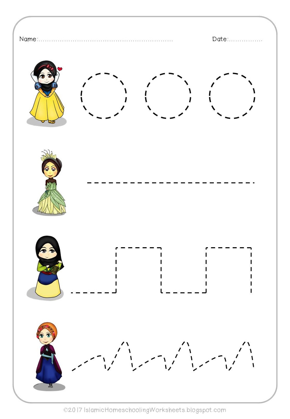 Islamic Homeschooling Worksheets FREE Disney Princess Preschool 