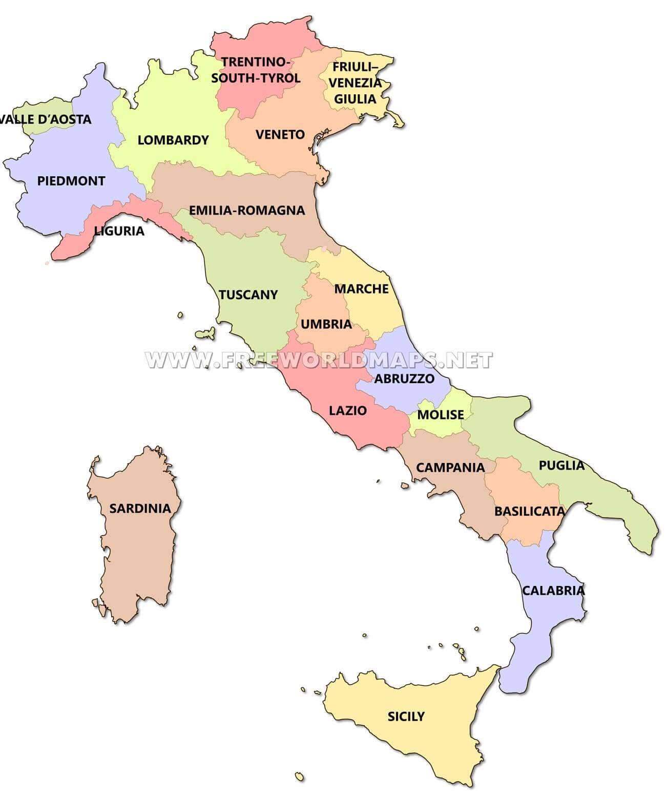 Printable Maps Of Italy