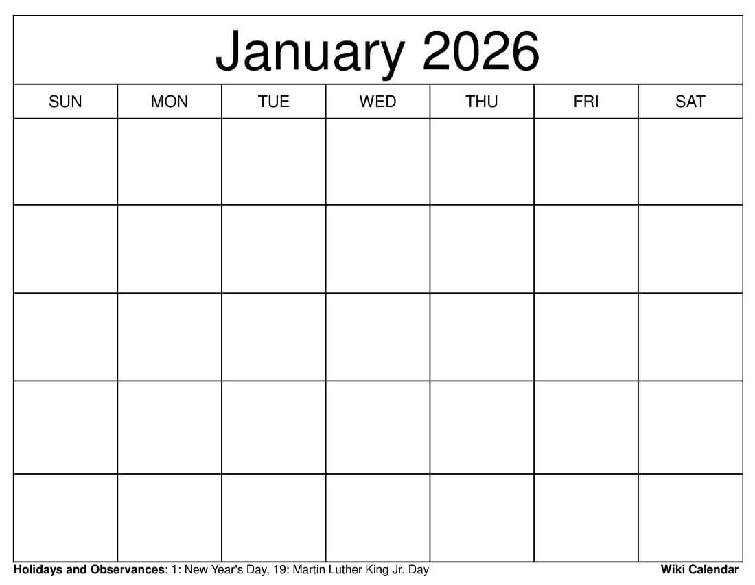 Mini Calendar 2026 Printable Pdf